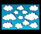 vector illustration of cartoon clouds on blue background