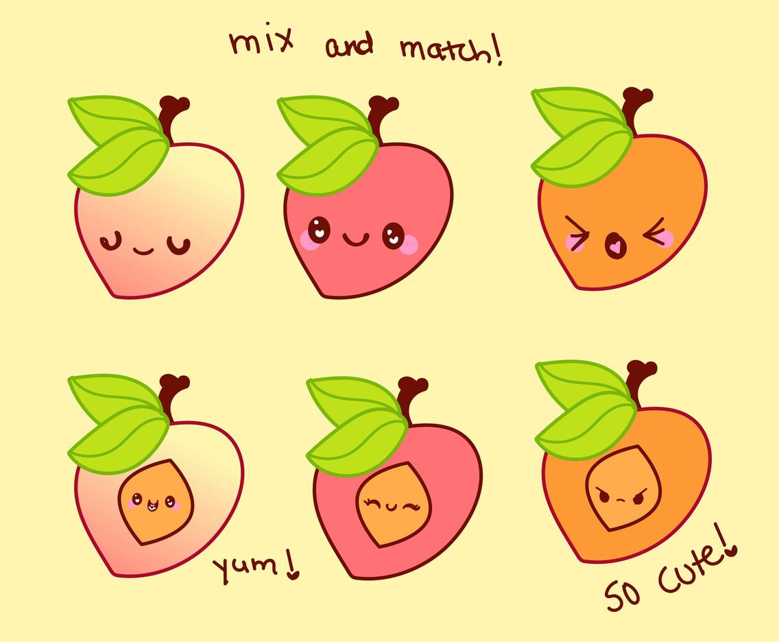 Cute Cartoons: Peach Set