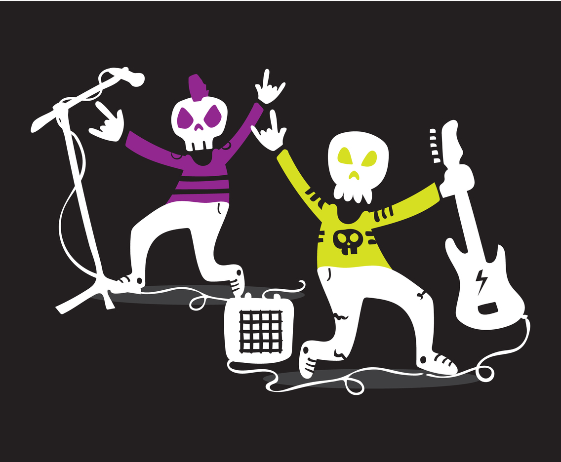 Free Colorfull Rockstar Cartoon Skull Vector