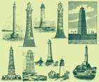 Green Vintage Lighthouse Illustrations