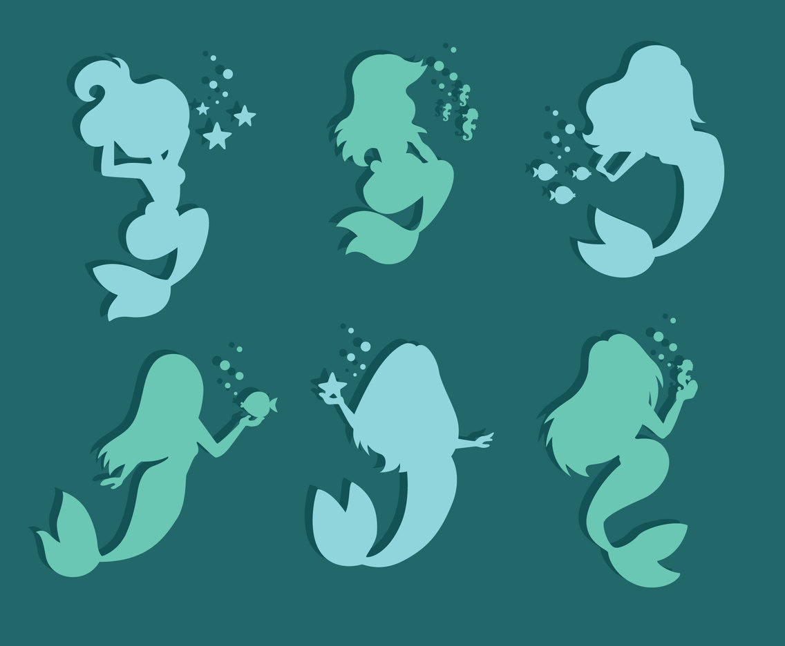 Mermaid Silhouette Vector Set
