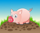 Pig cartoon vector illustration