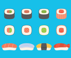 Colorful Sushi And Sashimi Icons