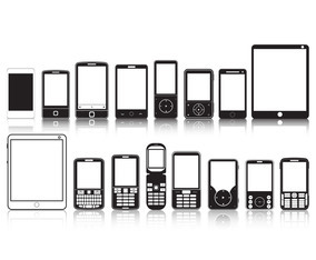 Cell Phone Line Icons Vector Vector Art & Graphics | freevector.com