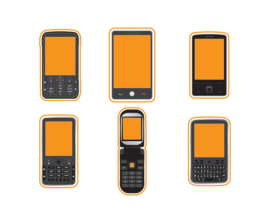Six Cell Phone flat vector
