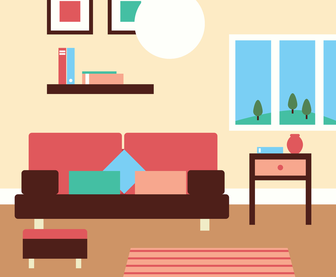 Lovely Living Room Vector Vector Art And Graphics