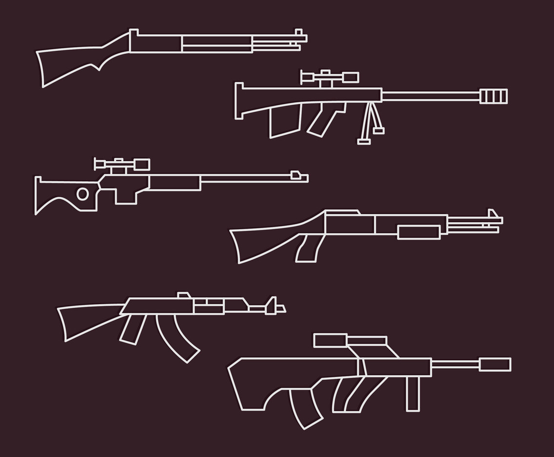 Gun Line Icons Vector