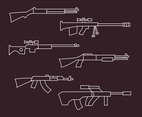 Gun Line Icons Vector