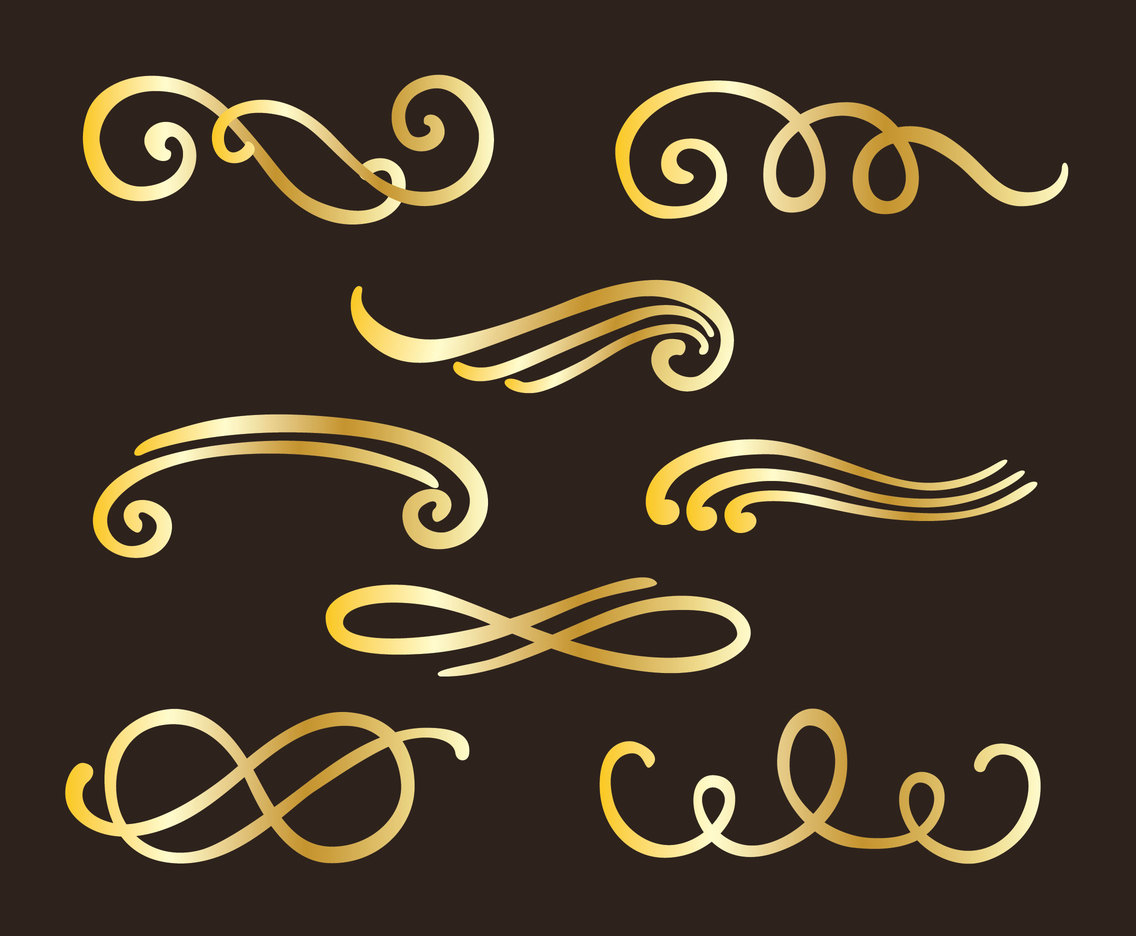Golden Curlicues Vector Set