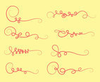 Pink Curlicues Ornament Collection Vector