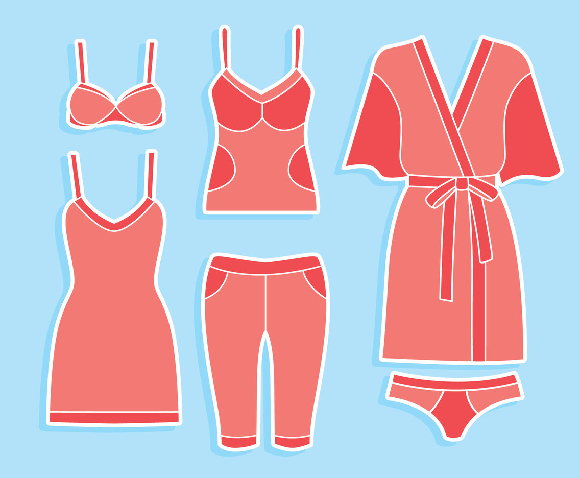 Woman Bathorbe And Underwear Vector Set