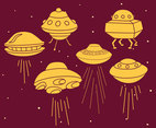 Hand Drawn Ufo Collection Vector