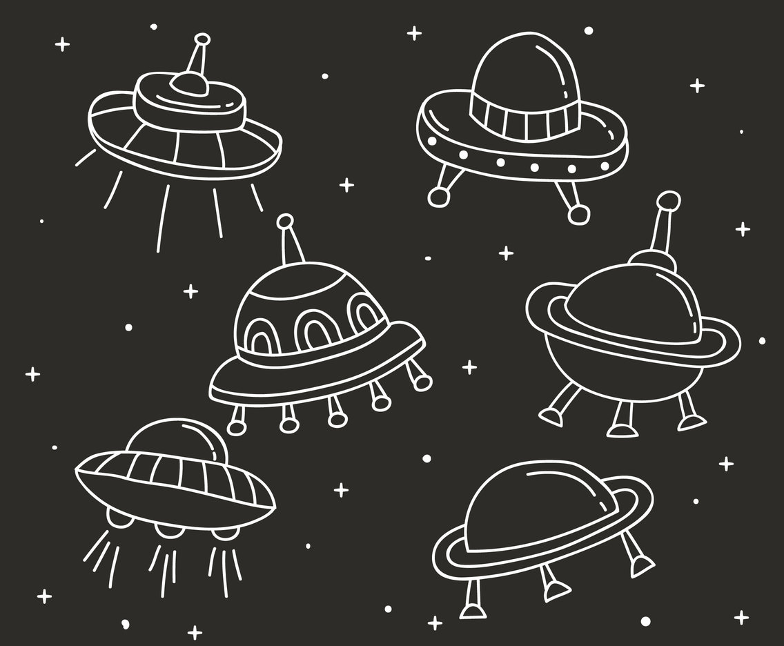 Ufo Doodle vector Set