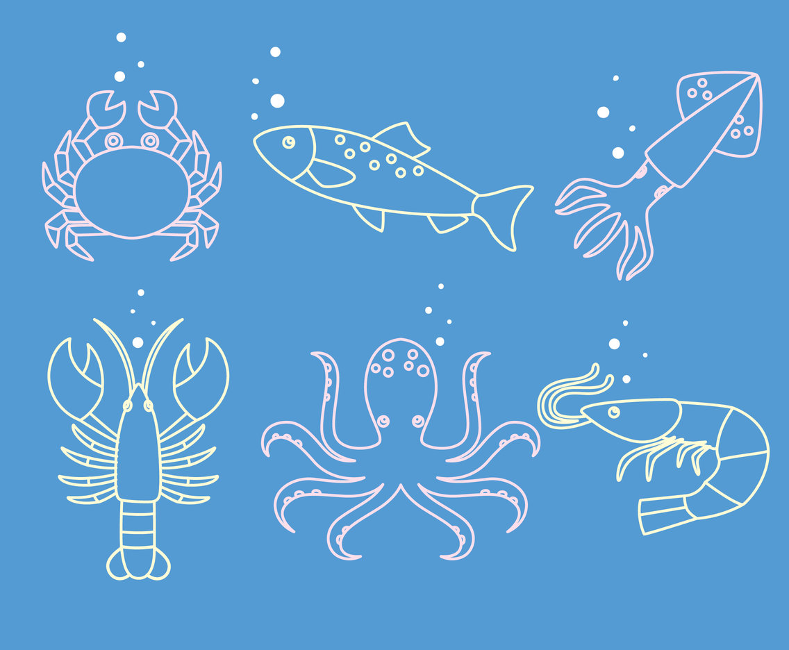 Seafood Line Vector Set