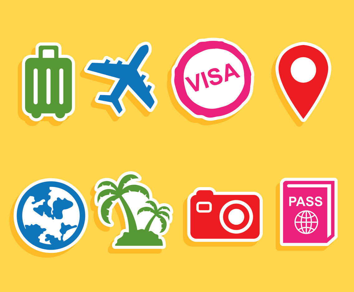 Travel Element Sticker Icons Vector Vector Art & Graphics