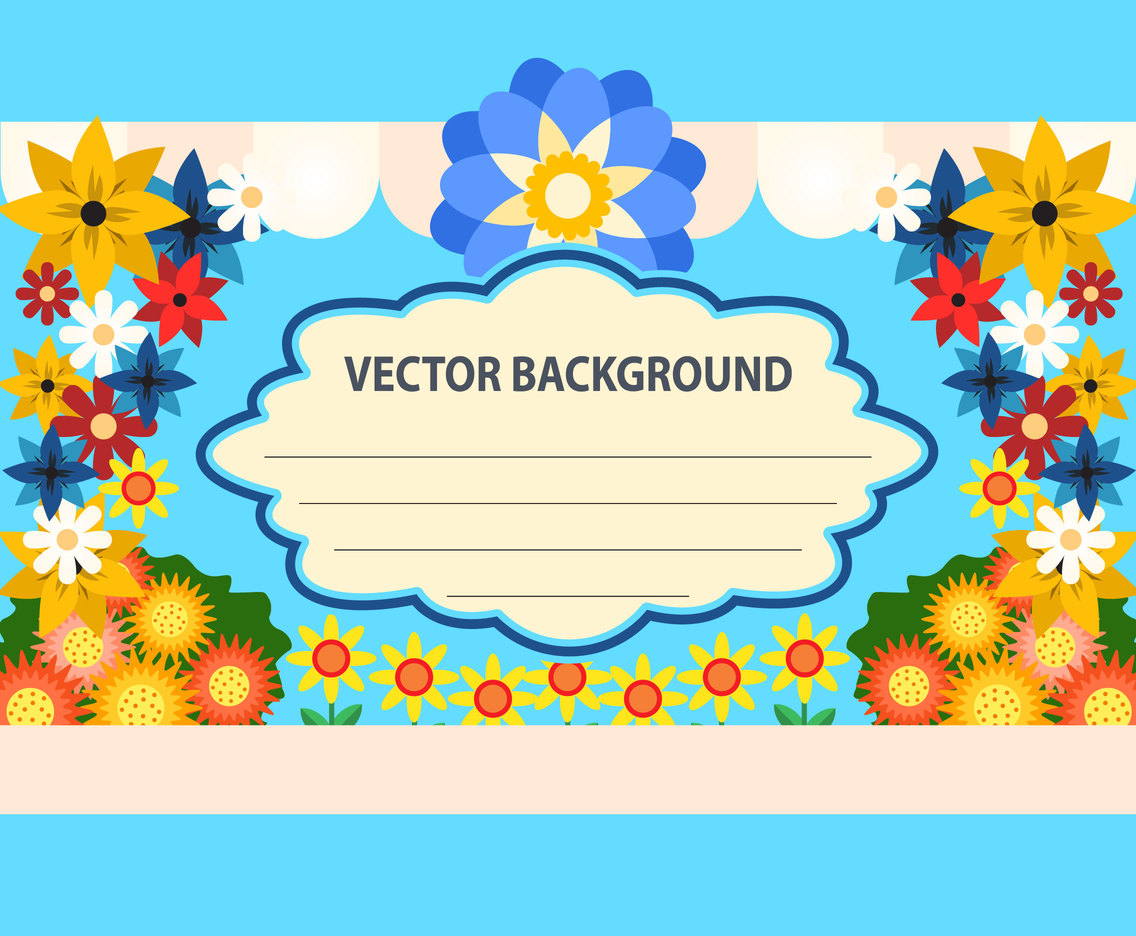 Cartoon Flat Flowers vector background