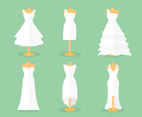 Flat Bride Dress Vector Set
