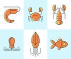 Shrimp and Seafood Vector set
