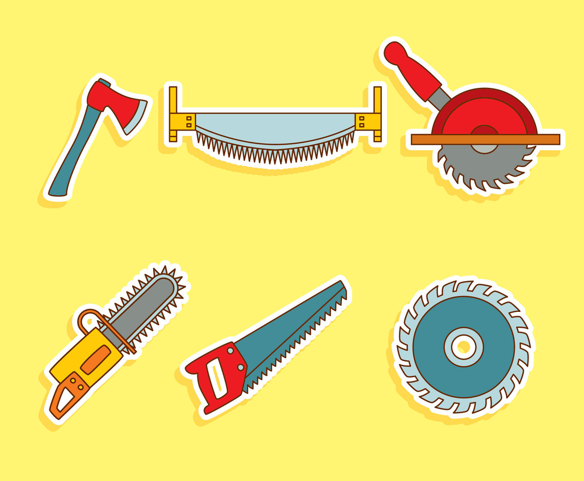 Hand drawn Lumberjack Tools Vector Set