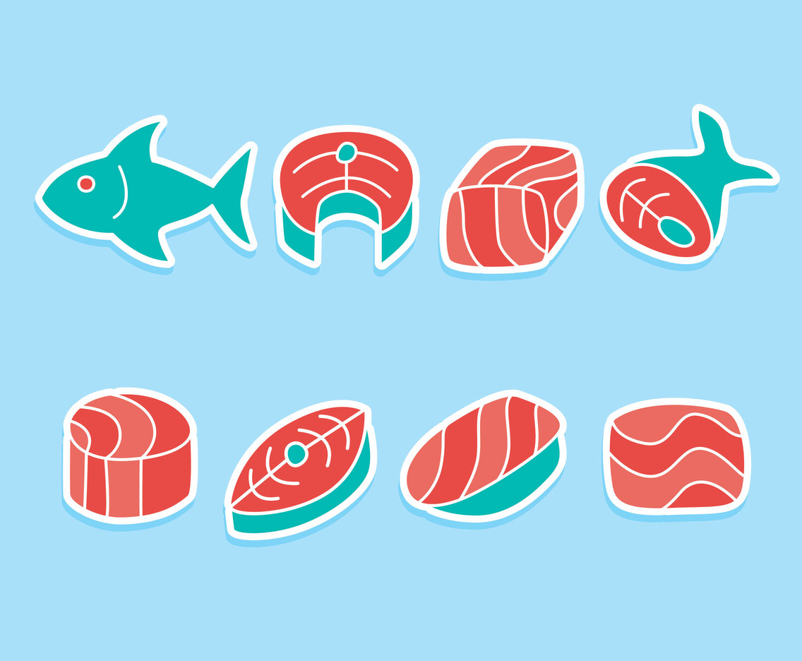Salmon Fish And Meal Vector