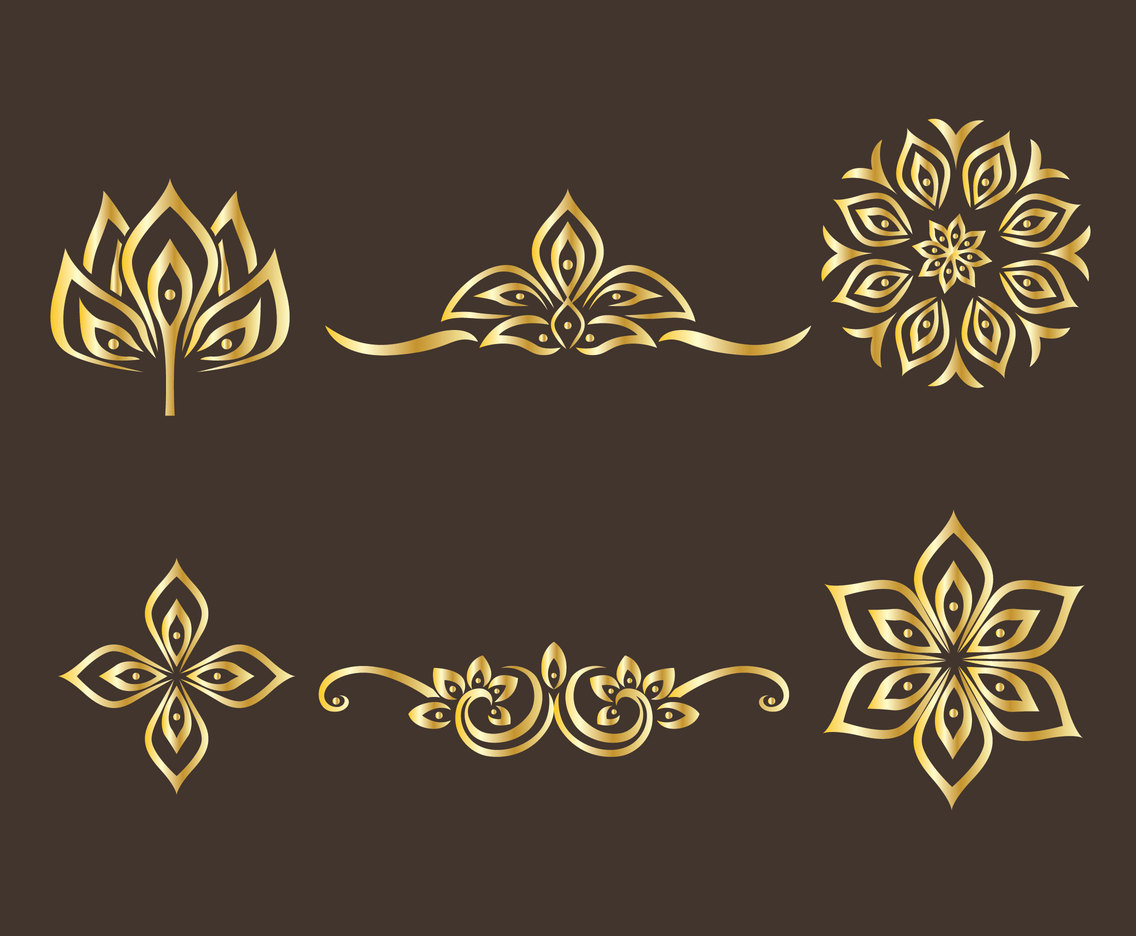 Golden Thai Ornament Vector Set