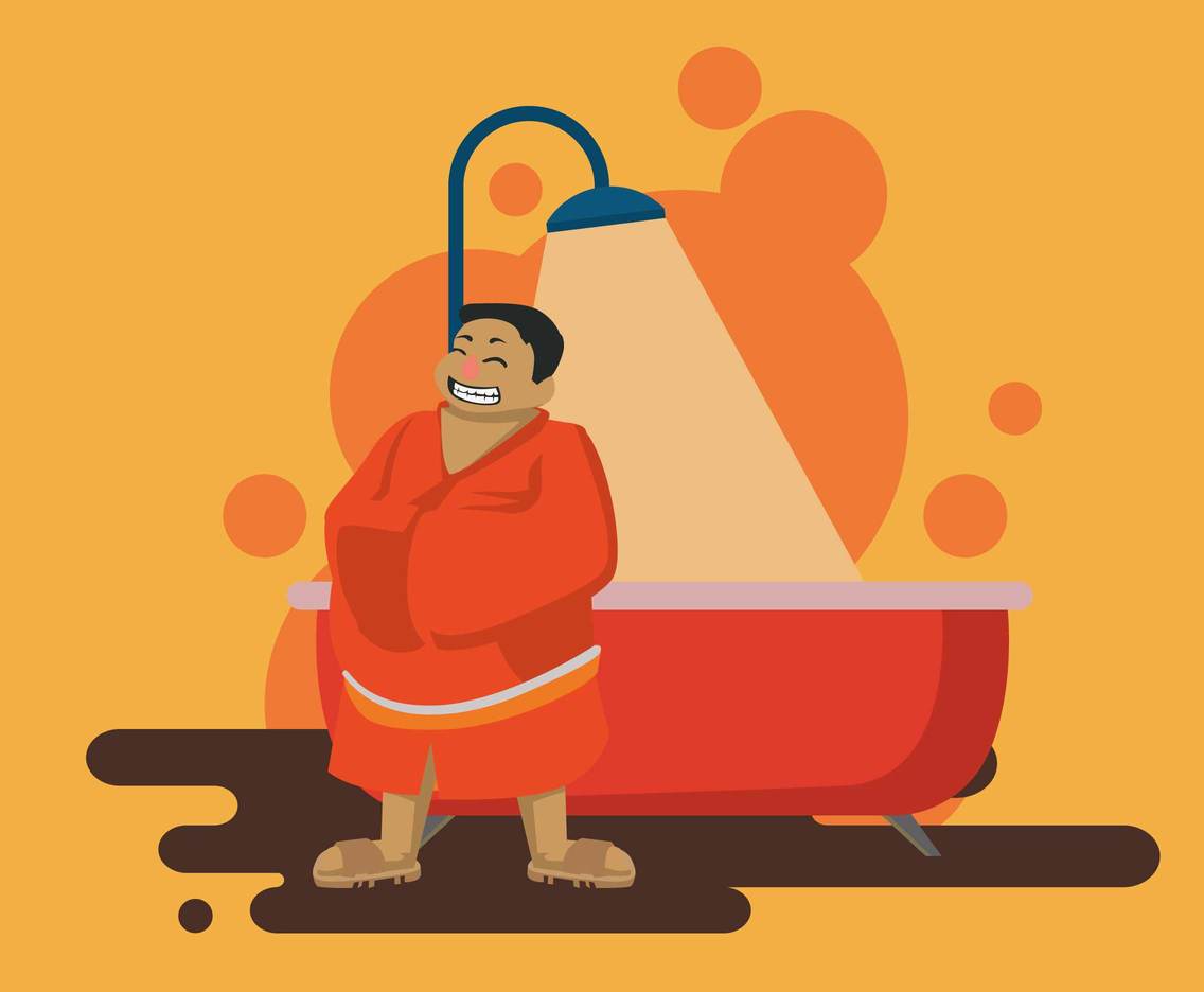 Man In Bathrobe Illustration