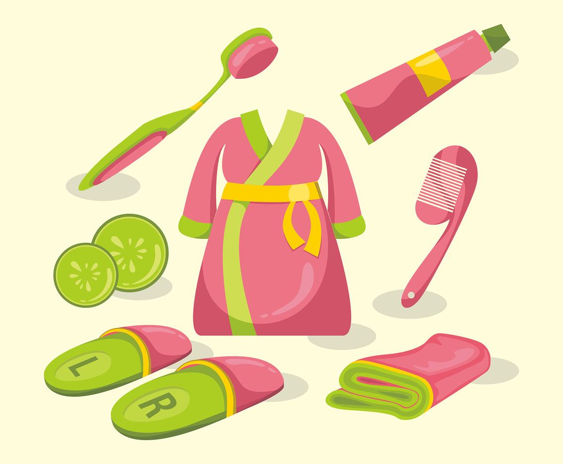 Pink Bathroom and Bathrobe Vector Design