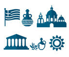 Greece Element Silhouette Icons Vector