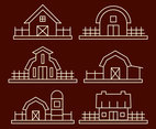 Barn With Fence Line Vector