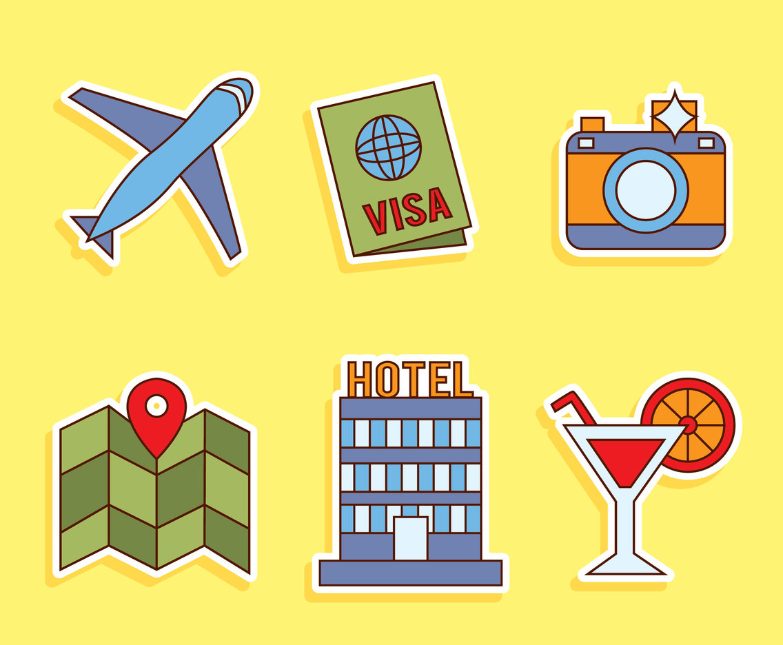Travel Element Sticker Icons Vector