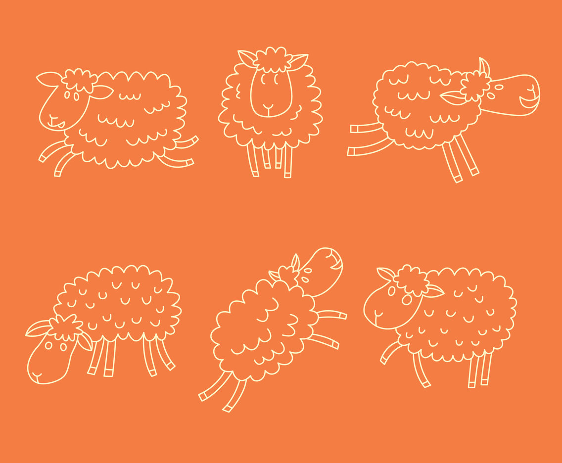 Hand Drawn Sheep Collection Vector
