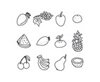 Black and White Set of Fruits
