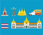 2D Bangkok Icon Vector Set