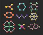 3D gradient molecules vector set