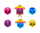 Colorful Flat Mexican Skull