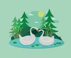 Free Swan Couple Forming a Heart Illustration