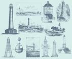 Blue Vintage Lighthouse Illustrations