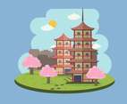 Free Two Ancient Pagoda in the middle City Illustration 