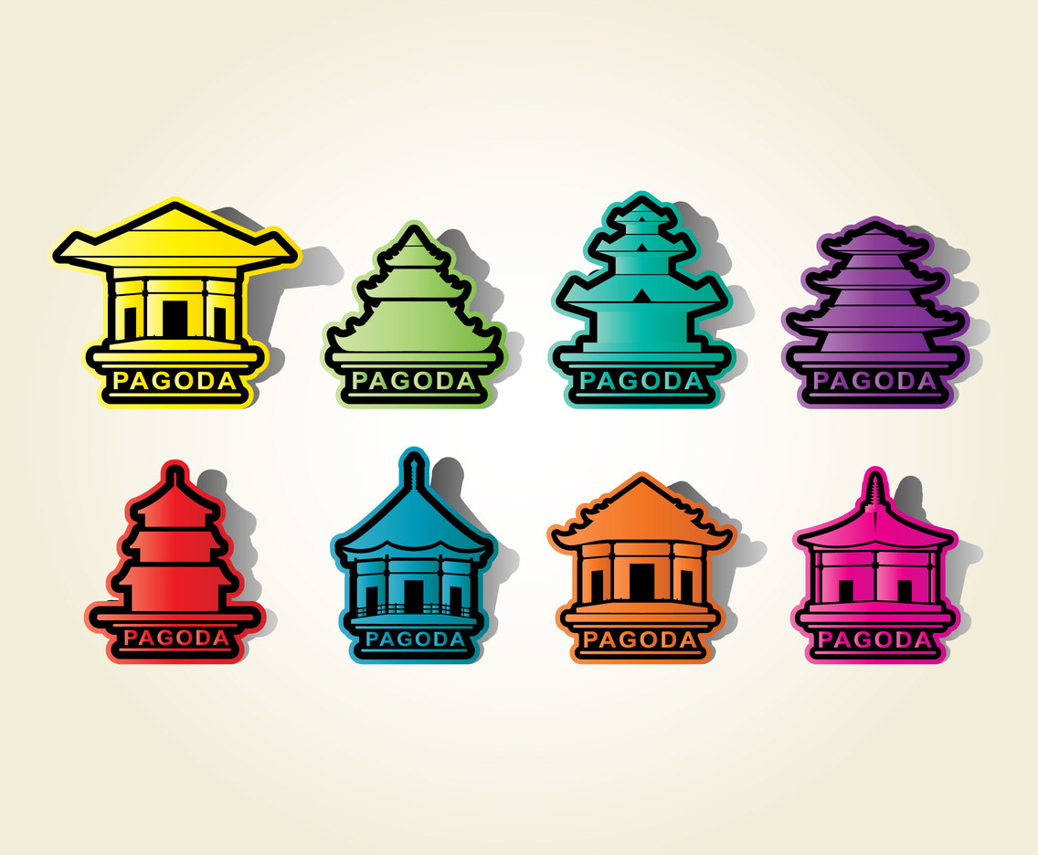 Sticker Icon Pagoda Vectors