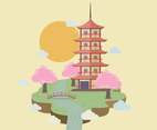 Free Pagoda With Bridge Illustration
