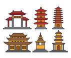 Pagoda illustration set vector