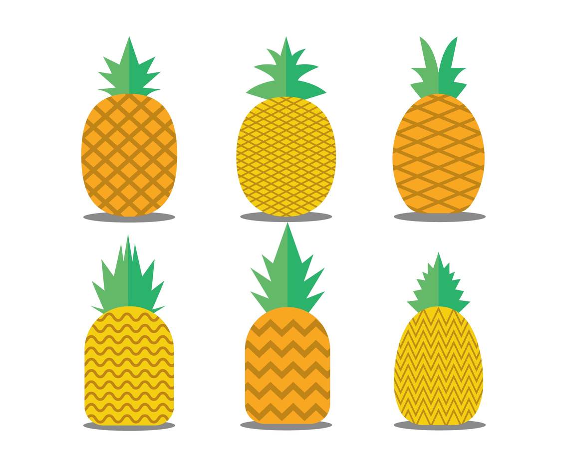 Pineapple Flat Icon Set Vectors