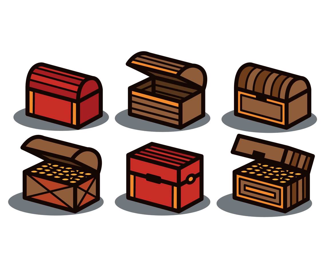 Treasure 3D illustration set.