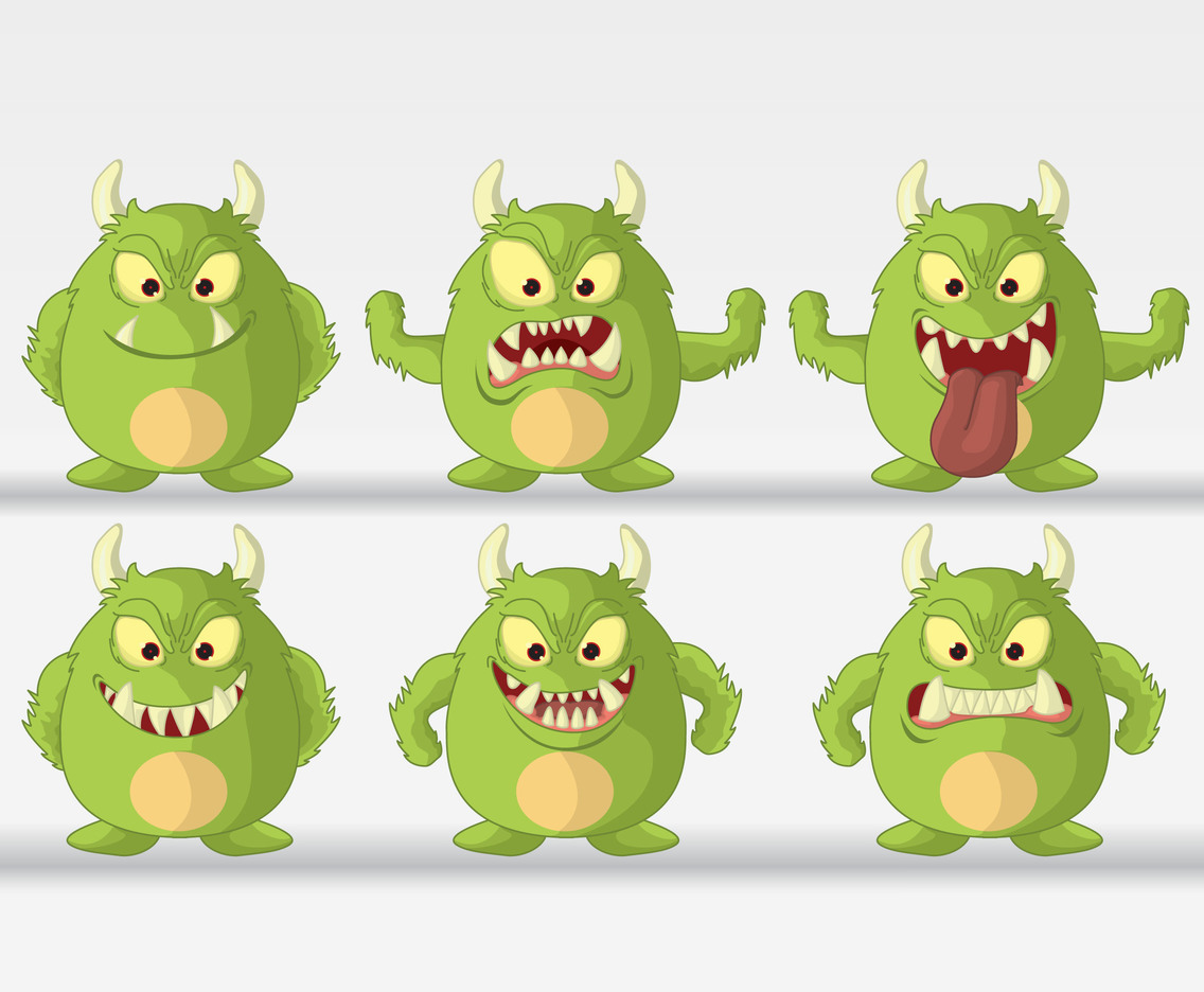 Green Monster Cartoon Vectors