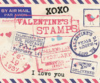 Valentine's Stamps Vintage Postcard Vector