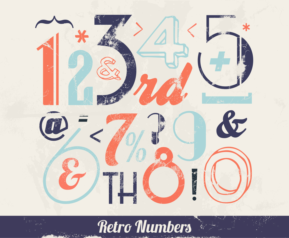 Retro Colorful Numbers Vector