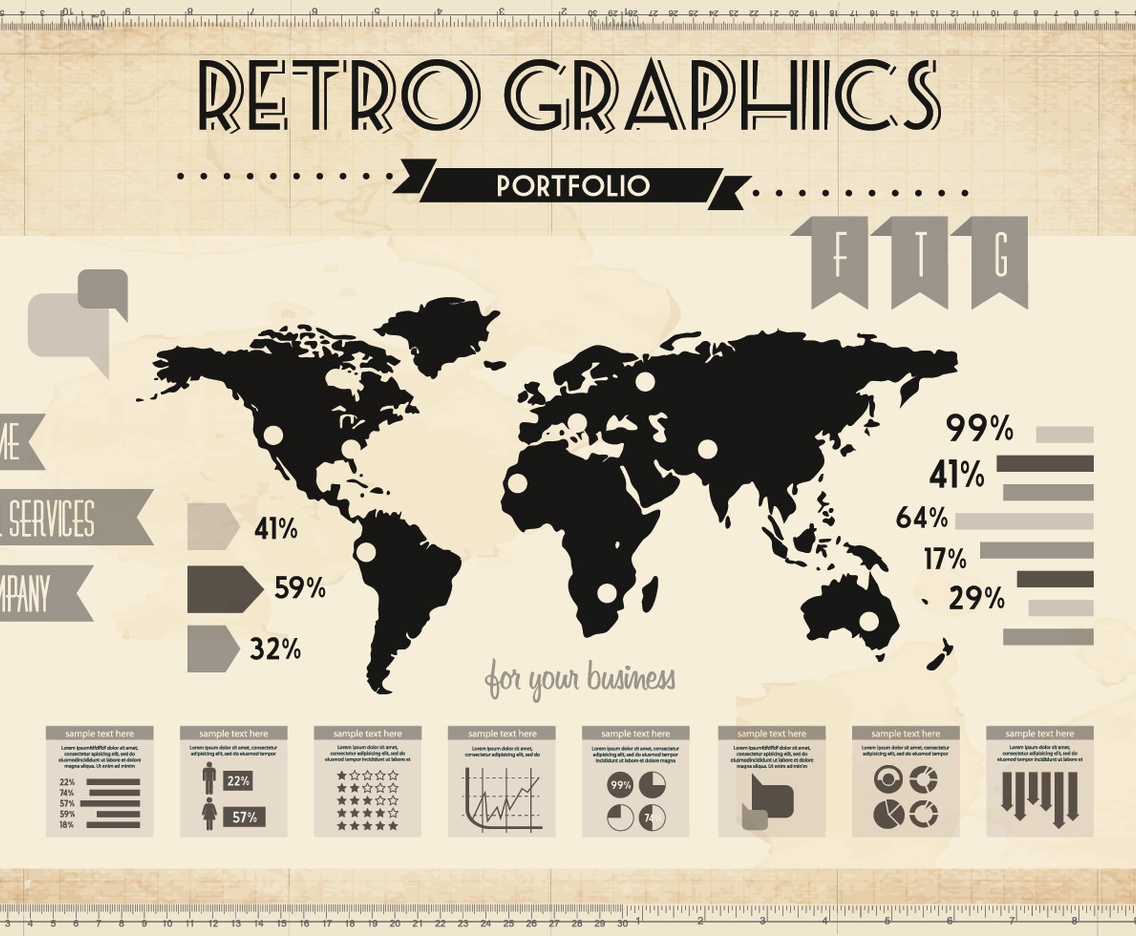 Retro World Map Vector
