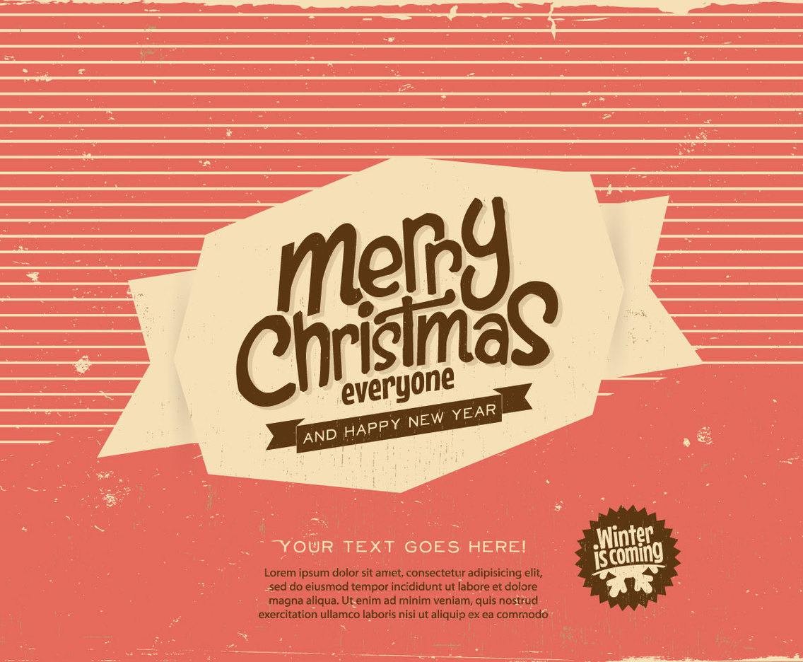 Striped Merry Christmas Label Vector