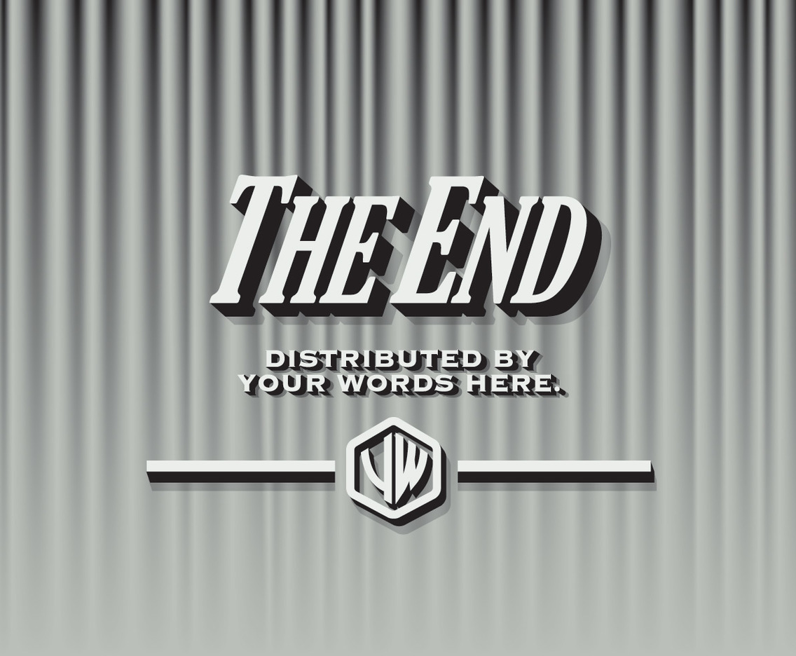 The End Black and White Curtains Vector