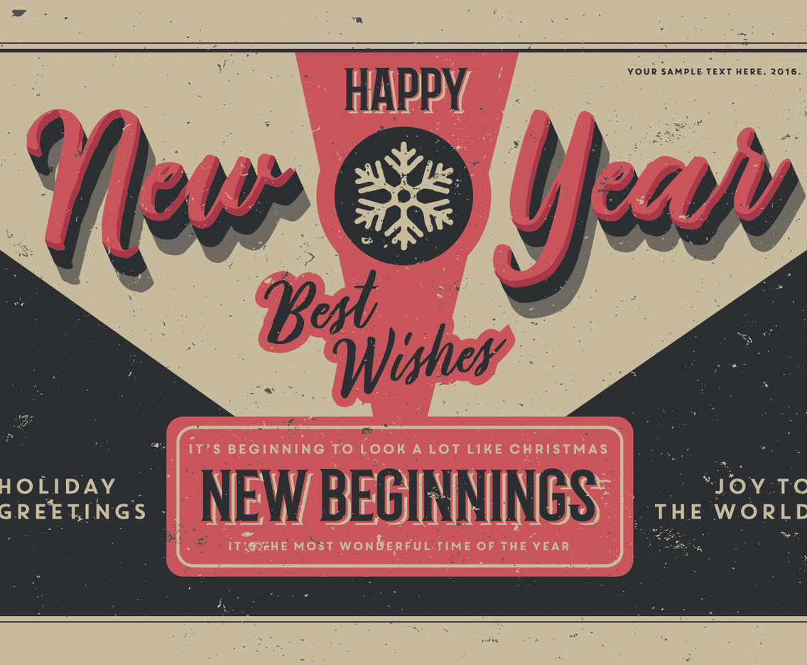 Aged New Year Postcard Vector